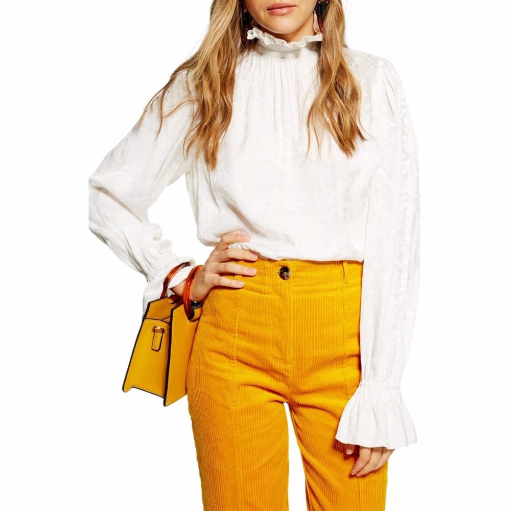 NWT Topshop Jacquard Ruffle Top